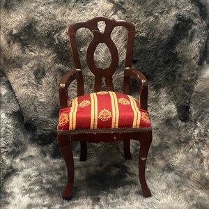 Vintage Doll Upholstered Dining Arm Chair 15" Tall World Bazaars, Inc. Furniture